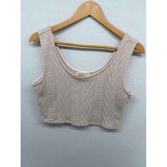 Women's Size Large Rokoko Textured Beige Tank Top Cropped - Picture 1 of 6